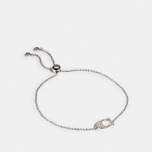 NWT COACH PAVE SIGNATURE SLIDER BRACELET 91427 SILVER $78 - Picture 3 of 3